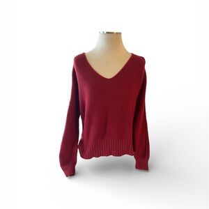 Lucky Brand Deep Red V-Neck Sweater